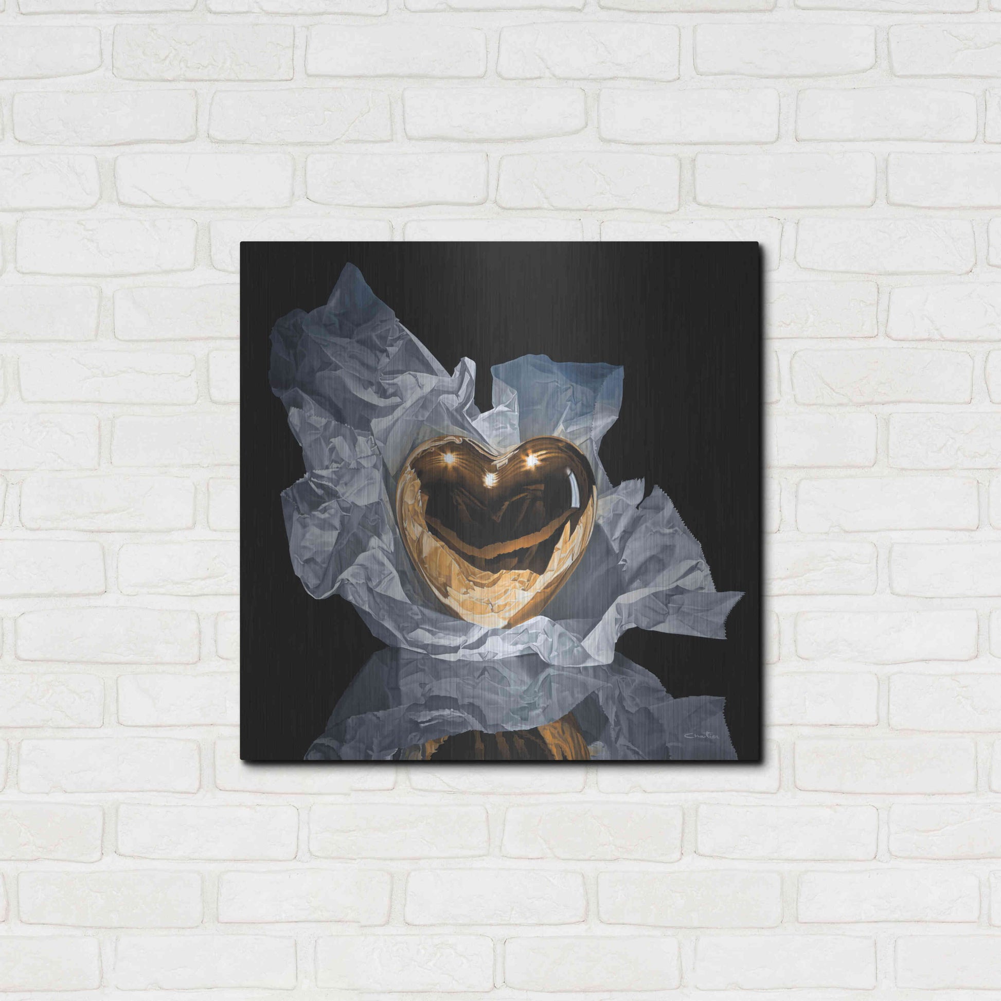 Luxe Metal Art 'Heart Of Gold' by Francois Chartier, Metal Wall Art,24x24