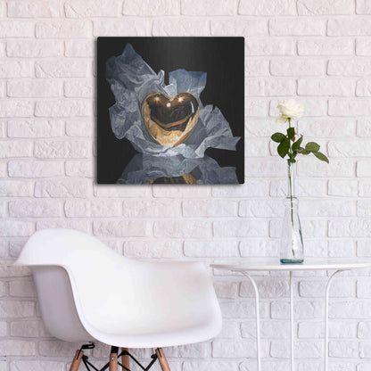 Luxe Metal Art 'Heart Of Gold' by Francois Chartier, Metal Wall Art,24x24