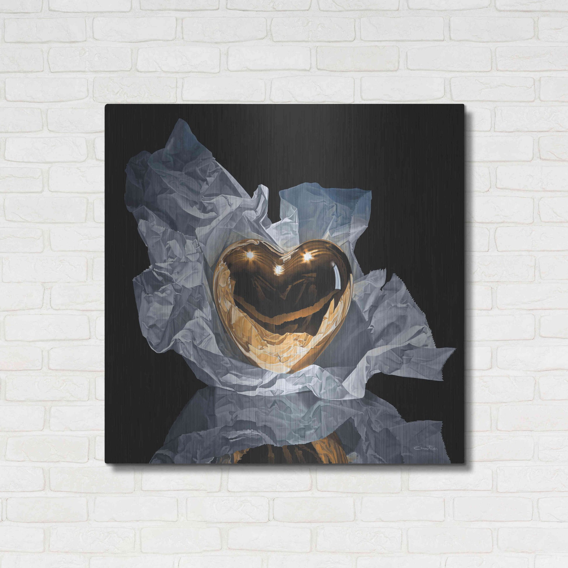 Luxe Metal Art 'Heart Of Gold' by Francois Chartier, Metal Wall Art,36x36