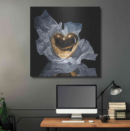 Luxe Metal Art 'Heart Of Gold' by Francois Chartier, Metal Wall Art,36x36