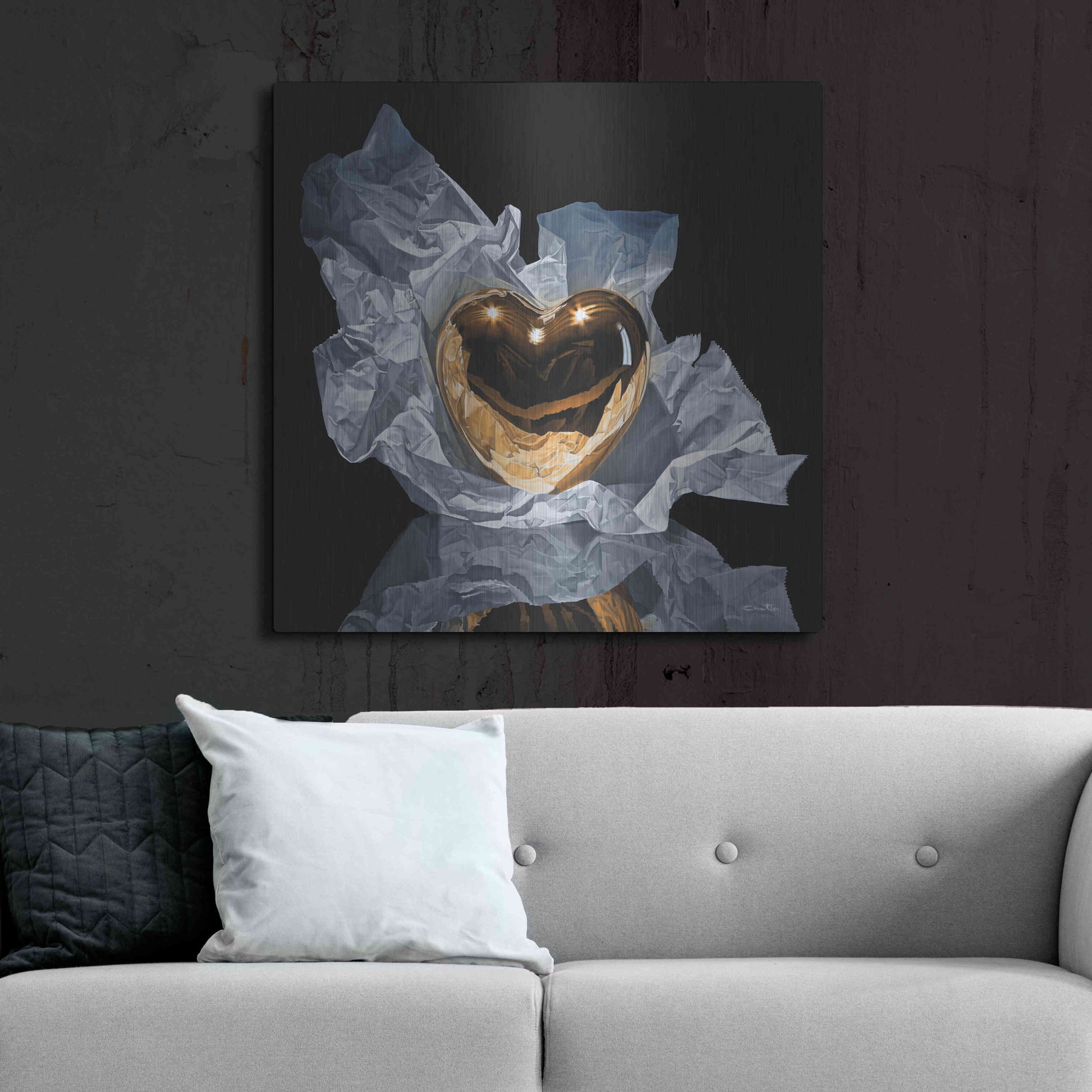 Luxe Metal Art 'Heart Of Gold' by Francois Chartier, Metal Wall Art,36x36