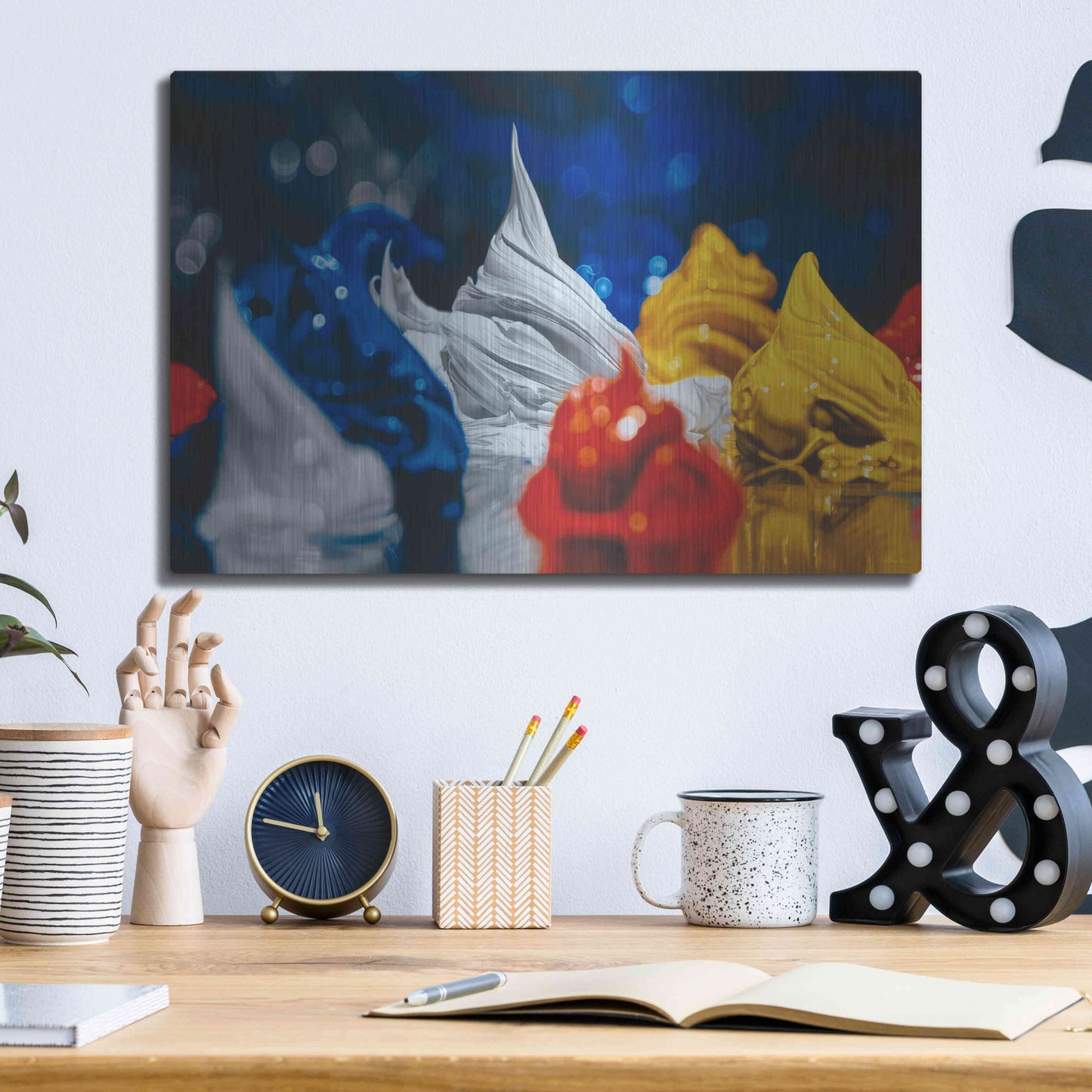 Luxe Metal Art 'Primary Color' by Francois Chartier, Metal Wall Art,16x12