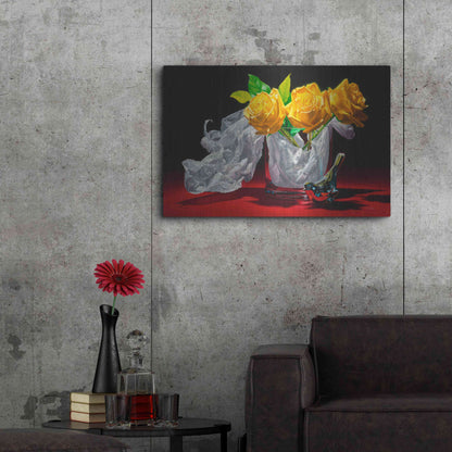 Luxe Metal Art 'Yellow Dream' by Francois Chartier, Metal Wall Art,36x24