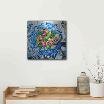 Luxe Metal Art 'Rhapsodie in Blue' by Francois Chartier, Metal Wall Art,12x12