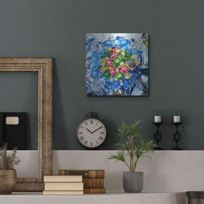 Luxe Metal Art 'Rhapsodie in Blue' by Francois Chartier, Metal Wall Art,12x12