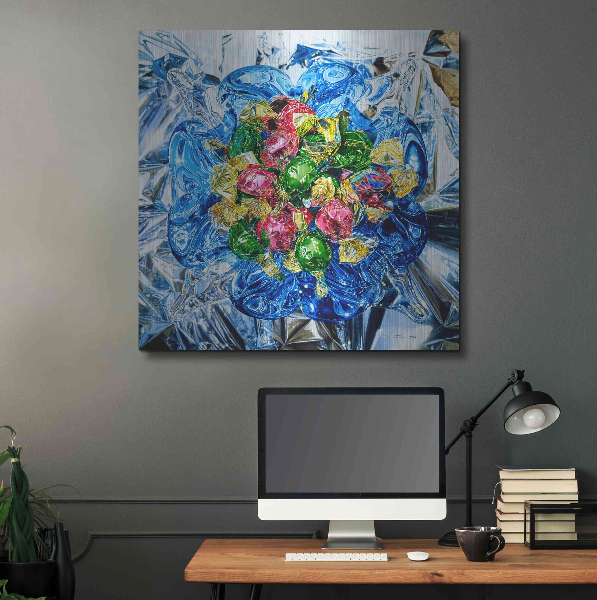 Luxe Metal Art 'Rhapsodie in Blue' by Francois Chartier, Metal Wall Art,36x36