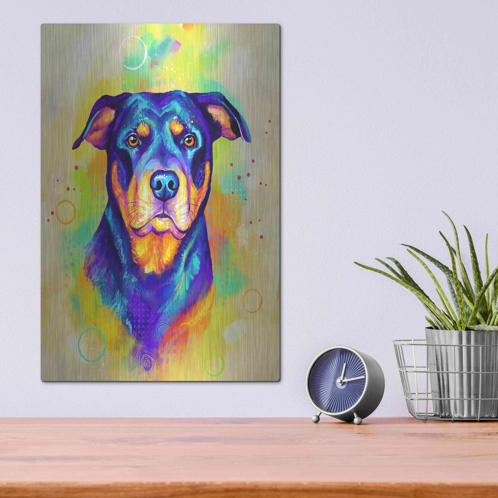 Luxe Metal Art 'Pop Art Rottweiler' by Furbaby Affiliates, Metal Wall Art,12x16