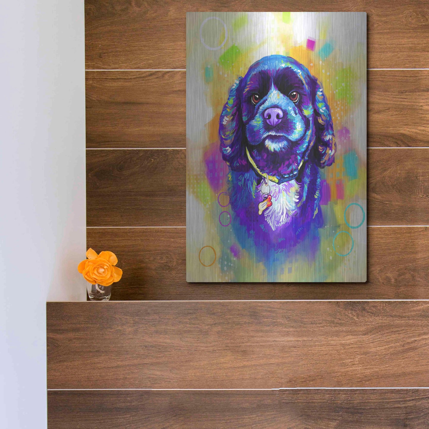 Luxe Metal Art 'Pop Art Cocker Spaniel' by Furbaby Affiliates, Metal Wall Art,12x16