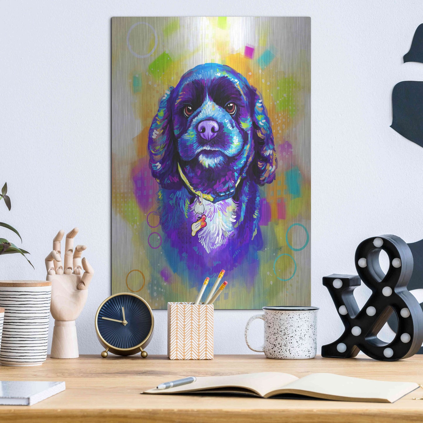 Luxe Metal Art 'Pop Art Cocker Spaniel' by Furbaby Affiliates, Metal Wall Art,12x16