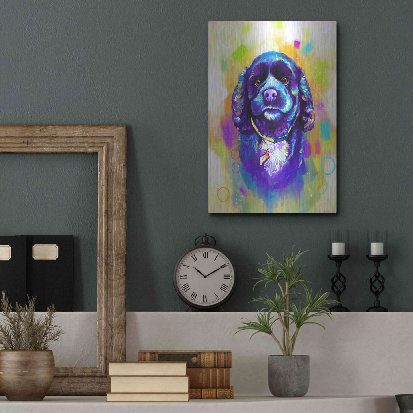 Luxe Metal Art 'Pop Art Cocker Spaniel' by Furbaby Affiliates, Metal Wall Art,12x16
