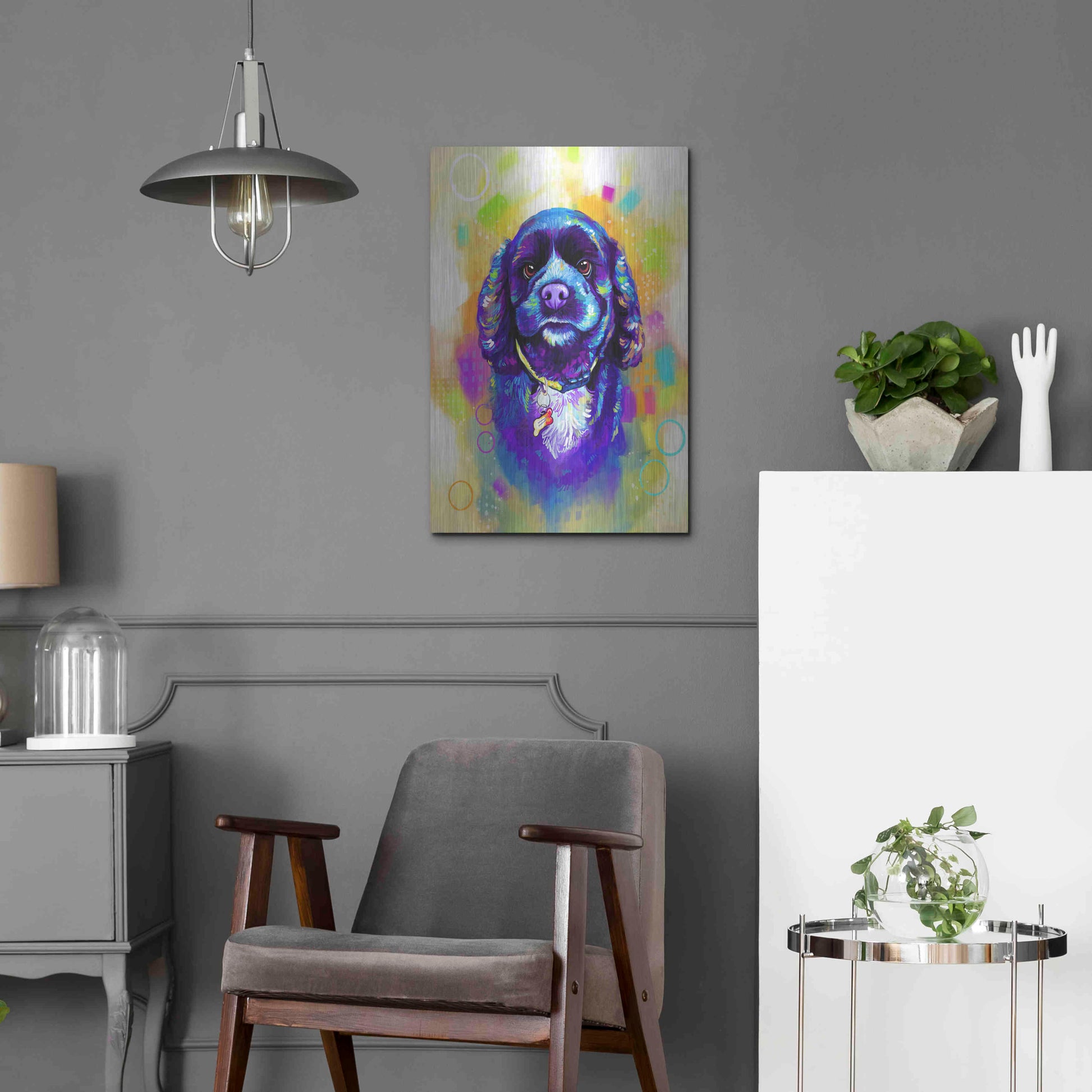 Luxe Metal Art 'Pop Art Cocker Spaniel' by Furbaby Affiliates, Metal Wall Art,16x24