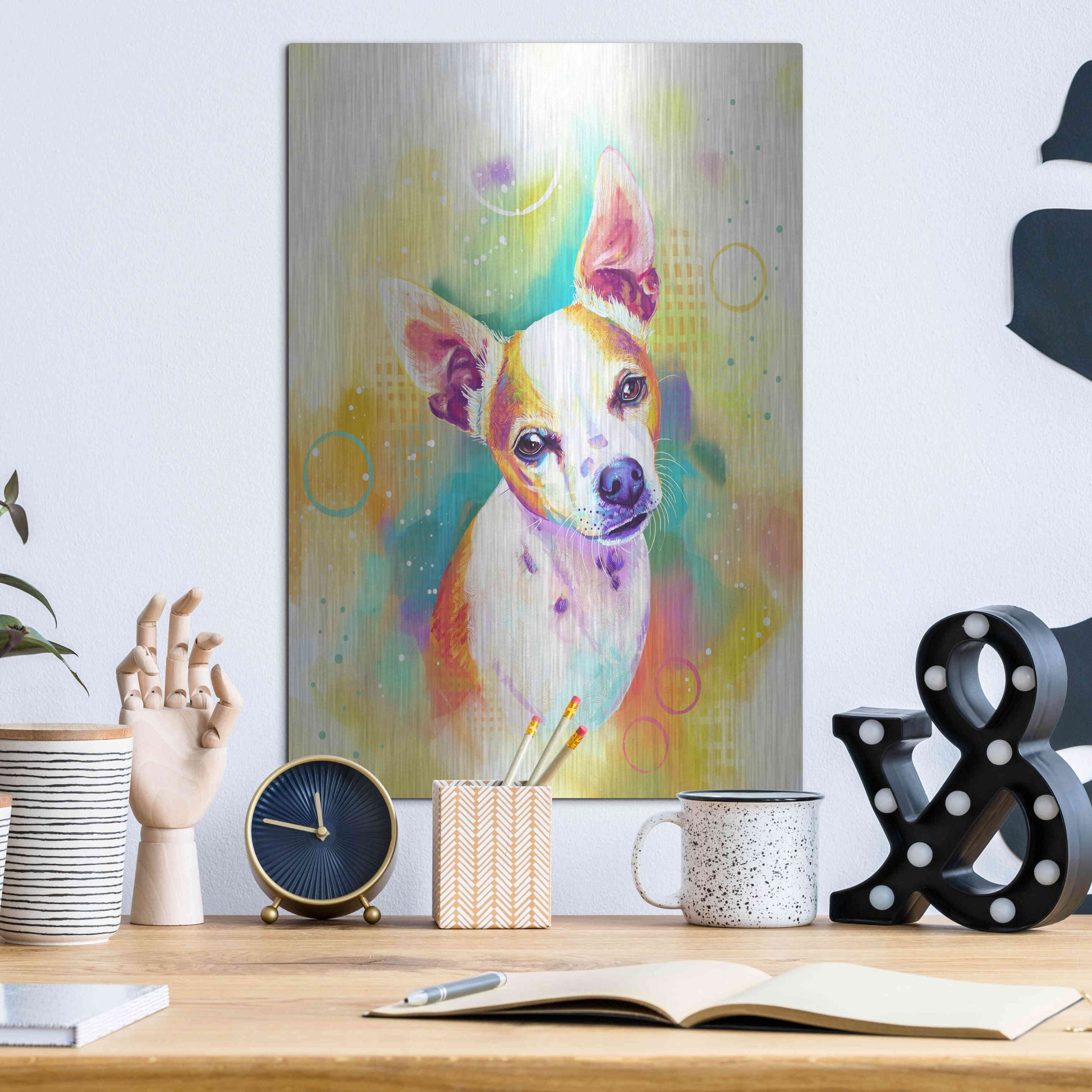 Luxe Metal Art 'Pop Art Chihuahua 3' by Furbaby Affiliates, Metal Wall Art,12x16