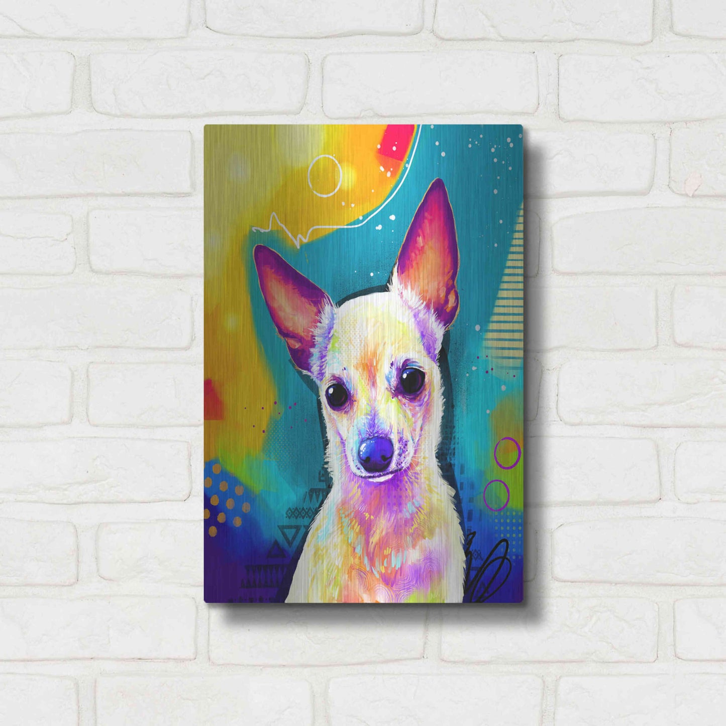 Luxe Metal Art 'Pop Art Chihuahua 2' by Furbaby Affiliates, Metal Wall Art,12x16