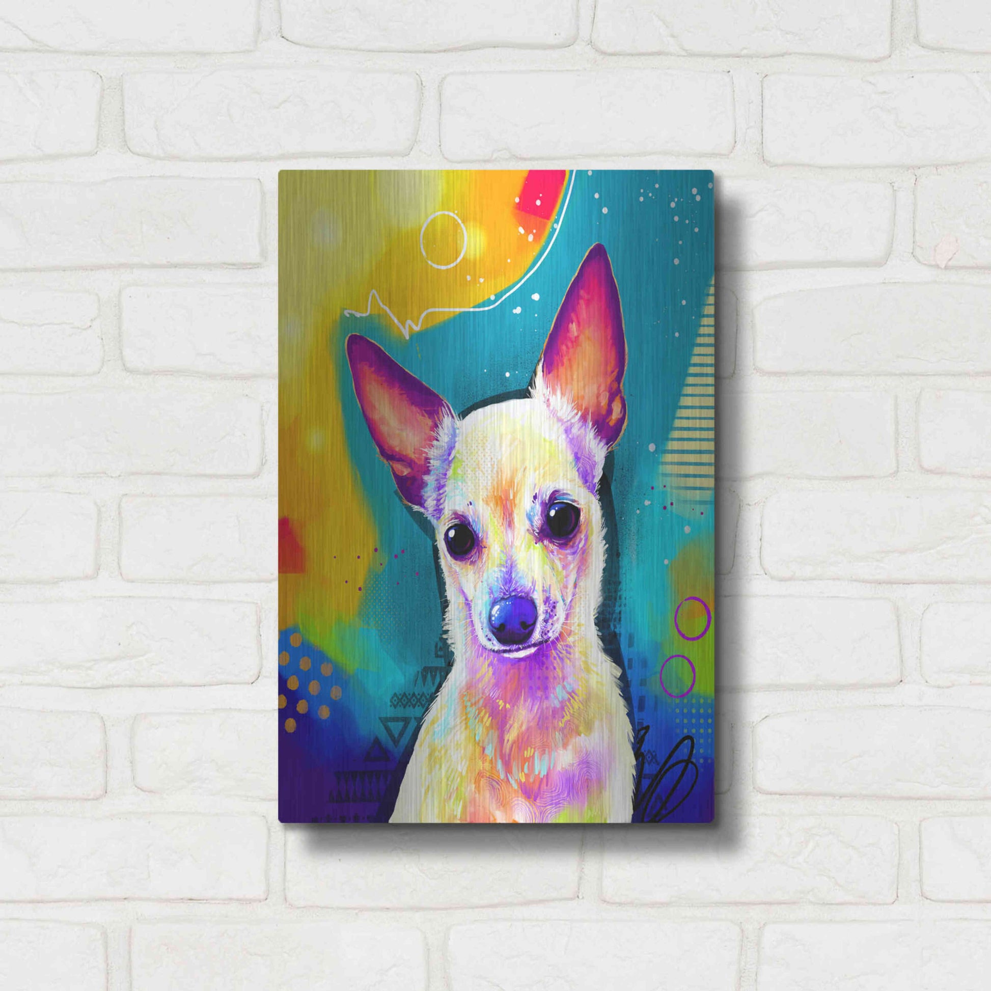 Luxe Metal Art 'Pop Art Chihuahua 2' by Furbaby Affiliates, Metal Wall Art,12x16