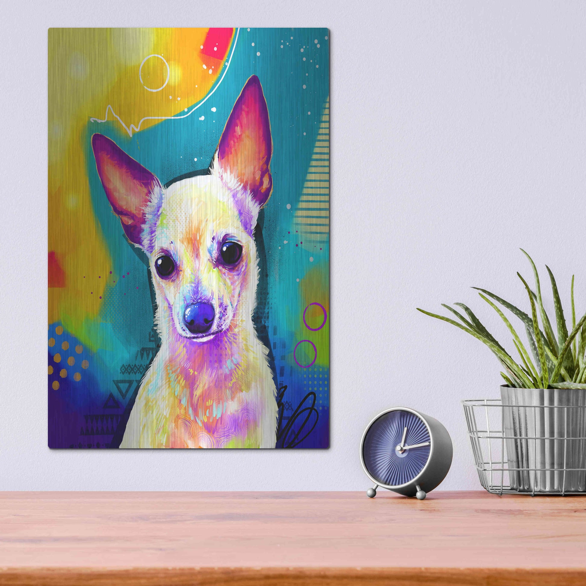 Luxe Metal Art 'Pop Art Chihuahua 2' by Furbaby Affiliates, Metal Wall Art,12x16