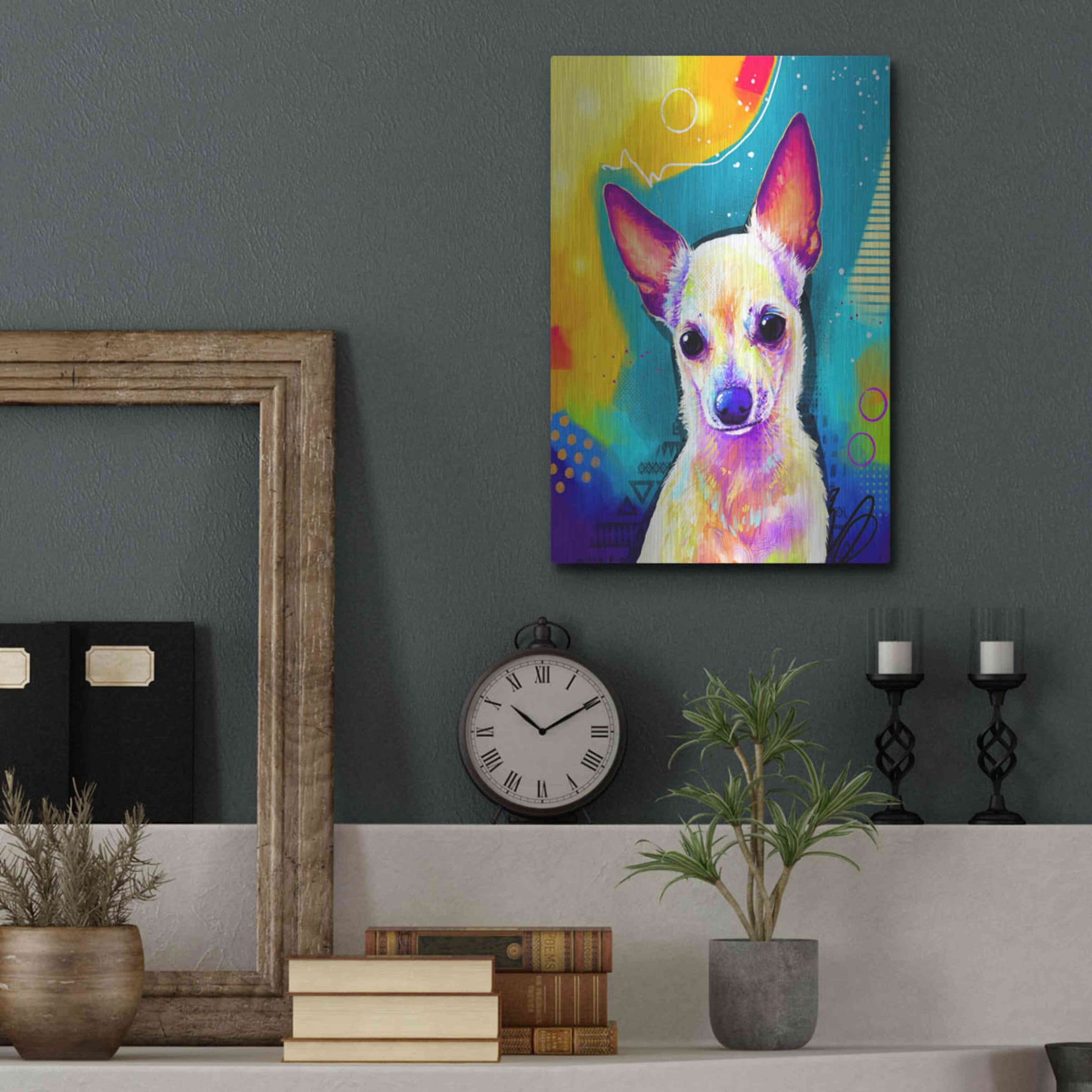 Luxe Metal Art 'Pop Art Chihuahua 2' by Furbaby Affiliates, Metal Wall Art,12x16