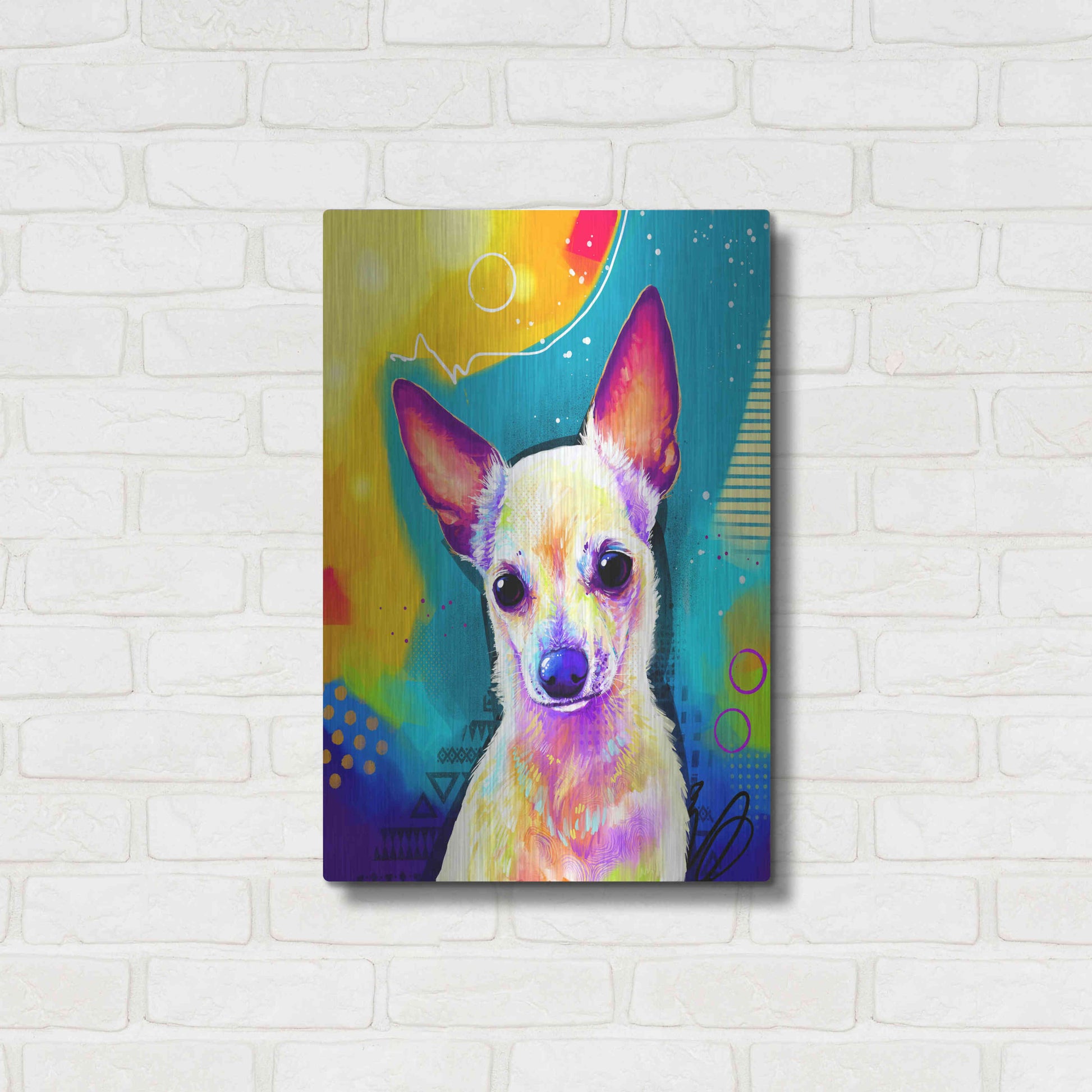 Luxe Metal Art 'Pop Art Chihuahua 2' by Furbaby Affiliates, Metal Wall Art,16x24