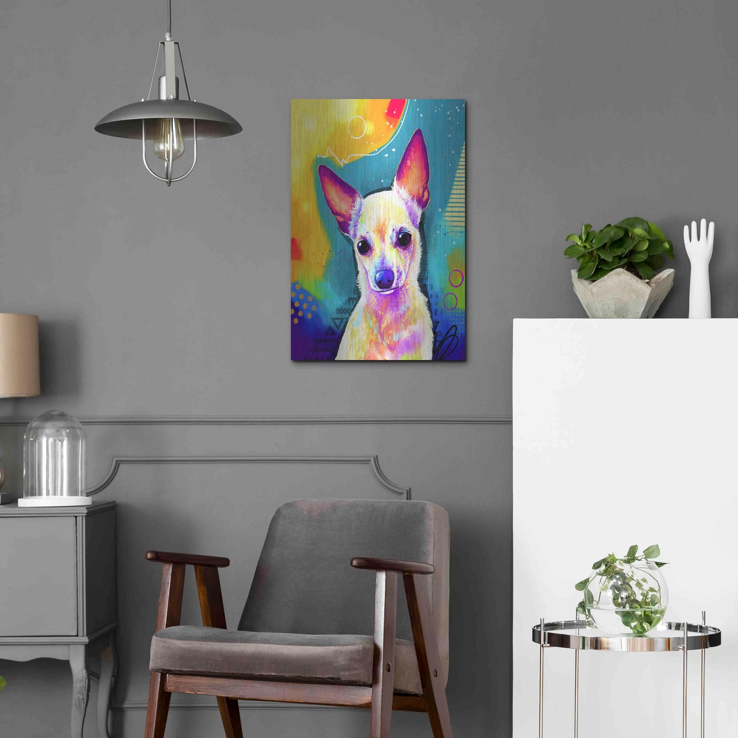 Luxe Metal Art 'Pop Art Chihuahua 2' by Furbaby Affiliates, Metal Wall Art,16x24