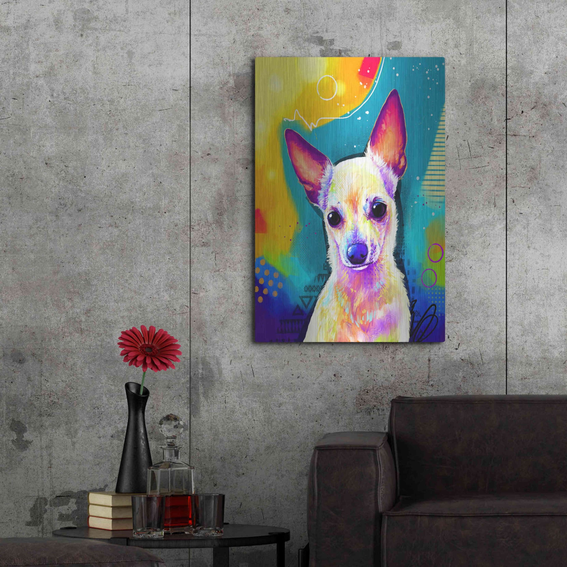 Luxe Metal Art 'Pop Art Chihuahua 2' by Furbaby Affiliates, Metal Wall Art,24x36