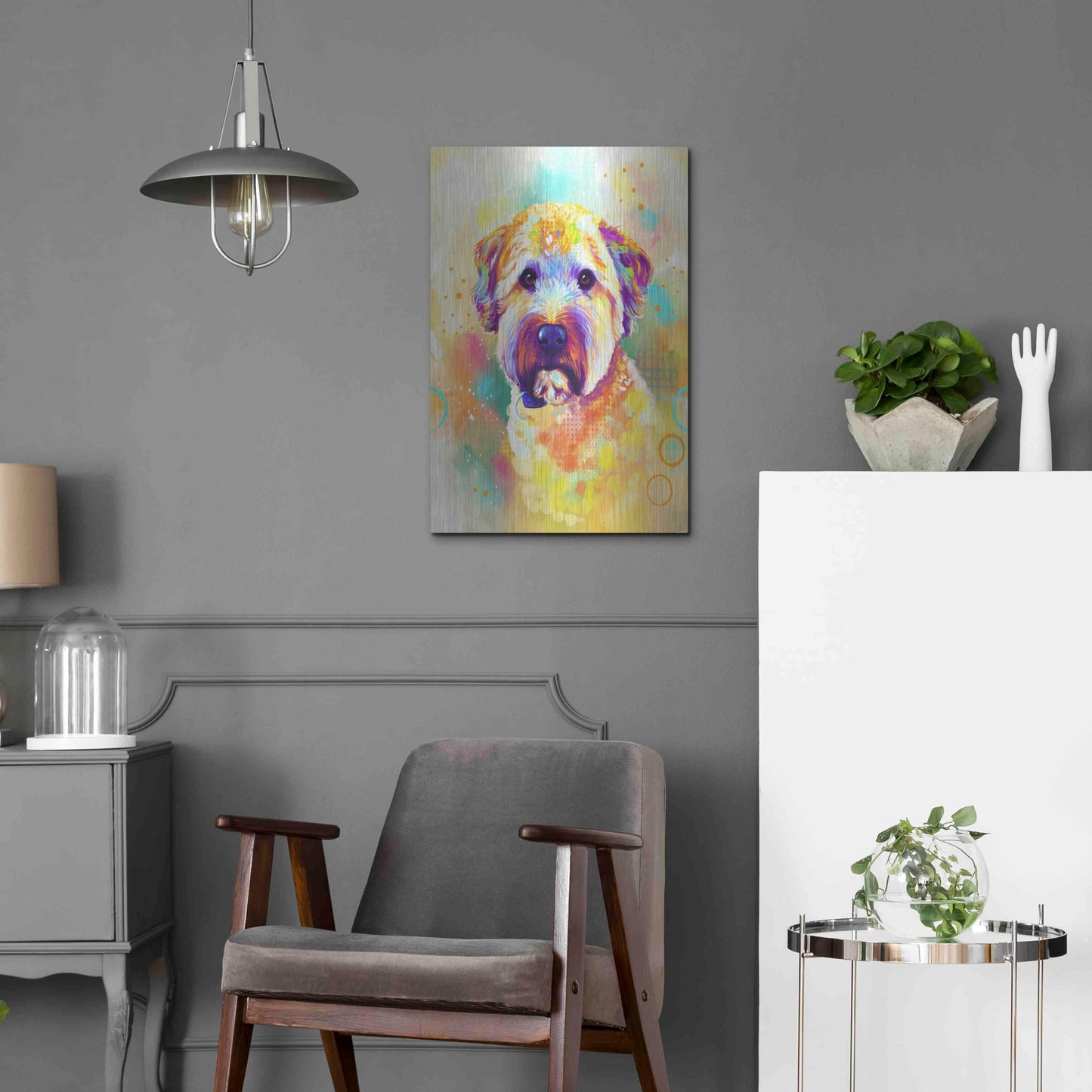 Luxe Metal Art 'Pop Art Briard' by Furbaby Affiliates, Metal Wall Art,16x24