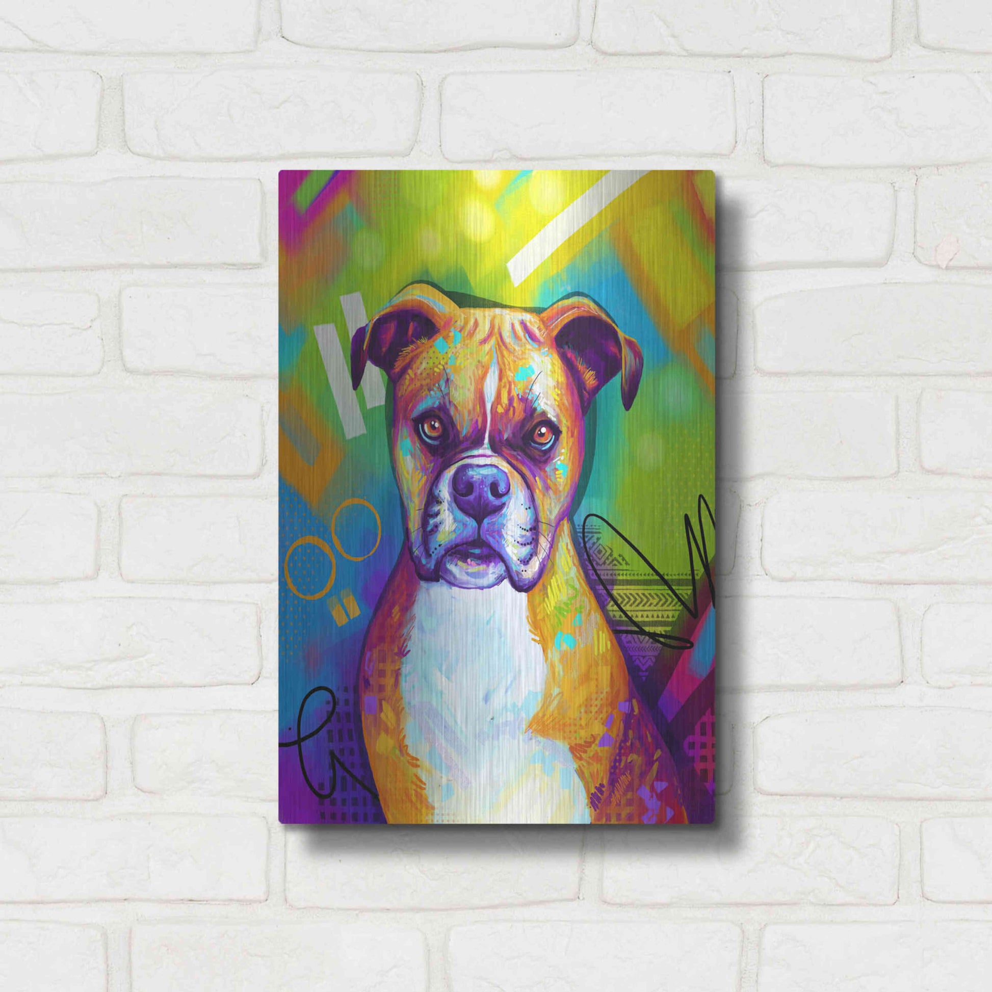 Luxe Metal Art 'Pop Art Boxer' by Furbaby Affiliates, Metal Wall Art,12x16