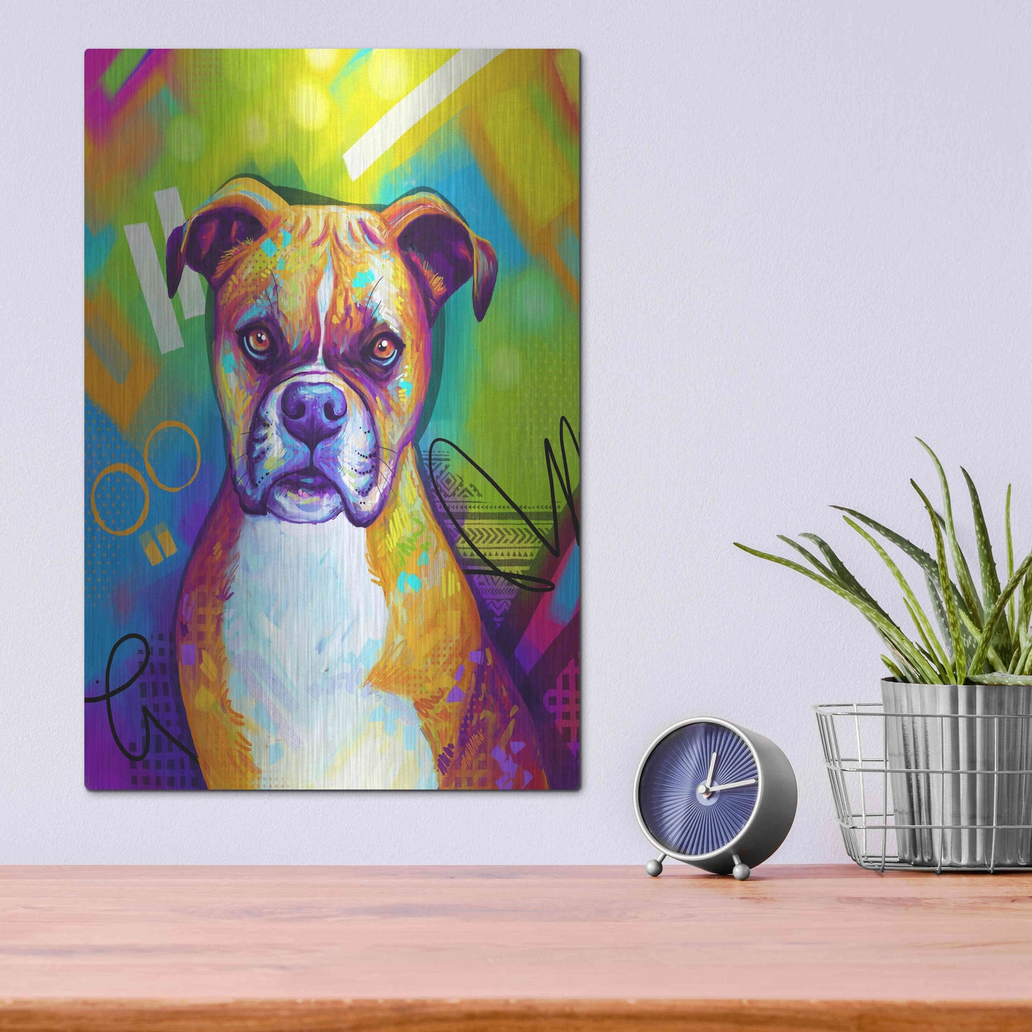 Luxe Metal Art 'Pop Art Boxer' by Furbaby Affiliates, Metal Wall Art,12x16