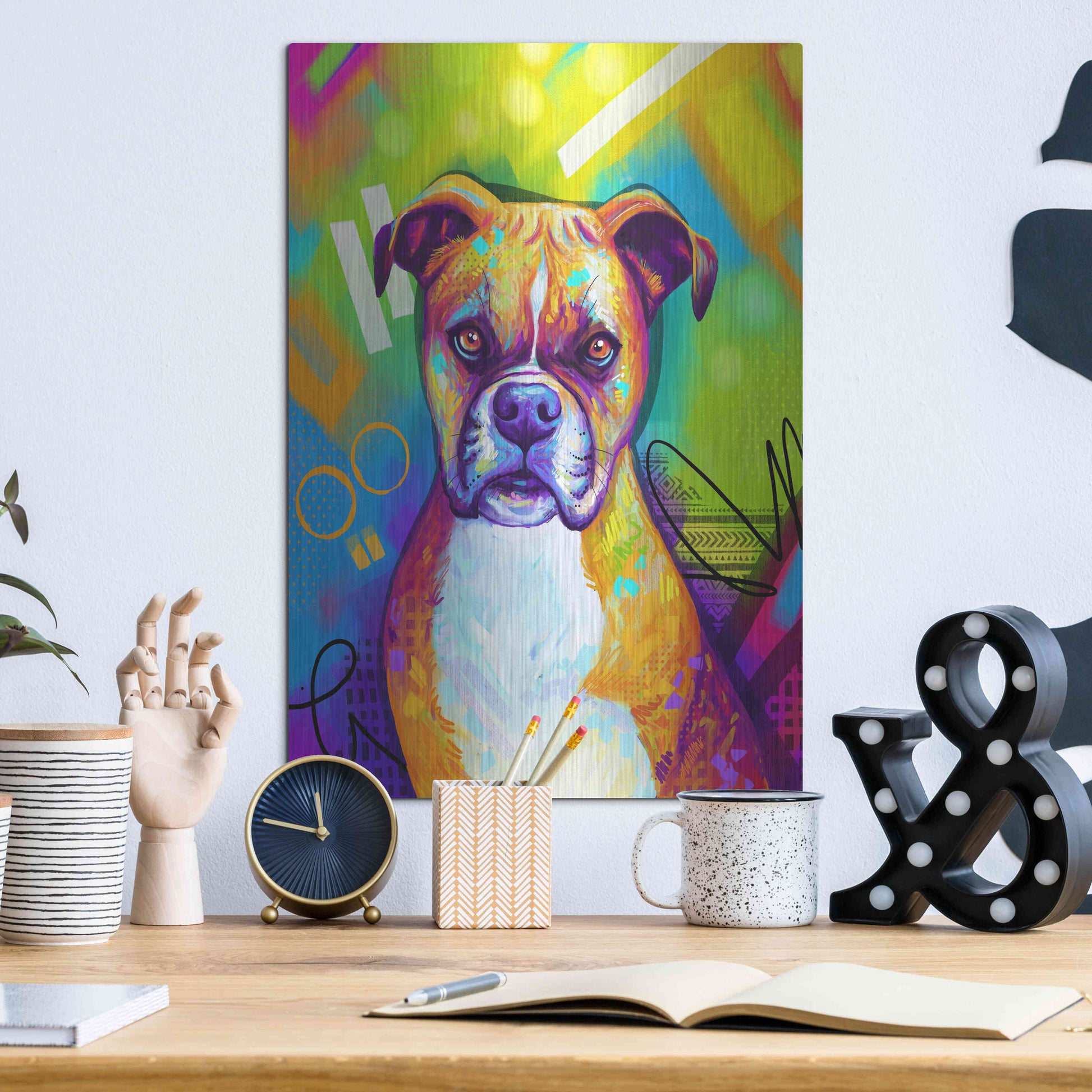 Luxe Metal Art 'Pop Art Boxer' by Furbaby Affiliates, Metal Wall Art,12x16