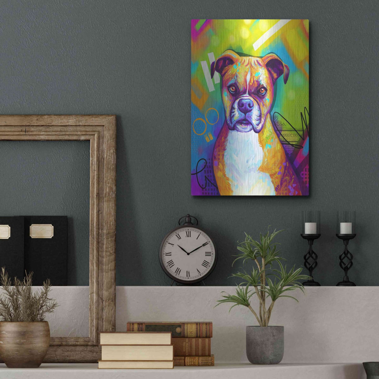 Luxe Metal Art 'Pop Art Boxer' by Furbaby Affiliates, Metal Wall Art,12x16