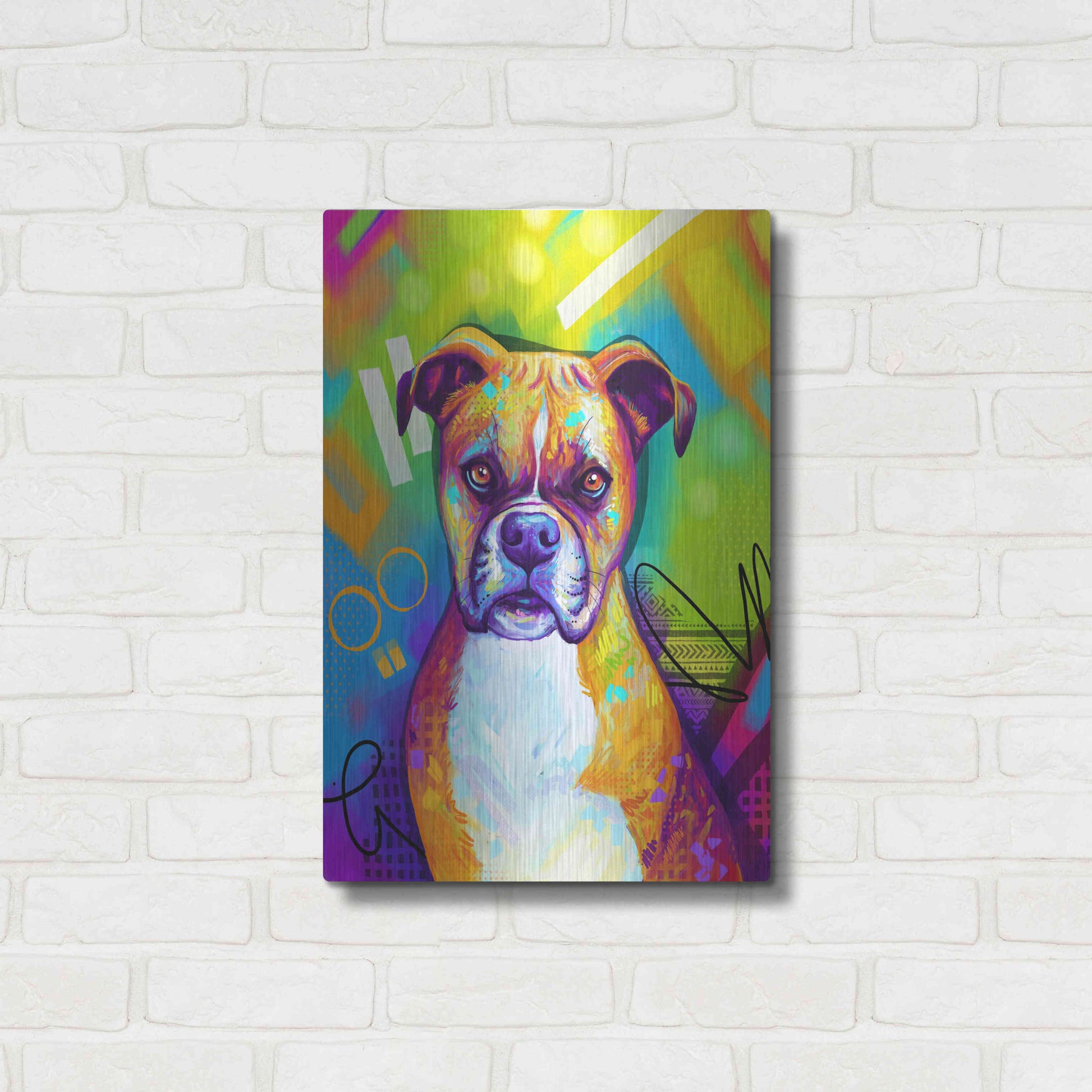 Luxe Metal Art 'Pop Art Boxer' by Furbaby Affiliates, Metal Wall Art,16x24