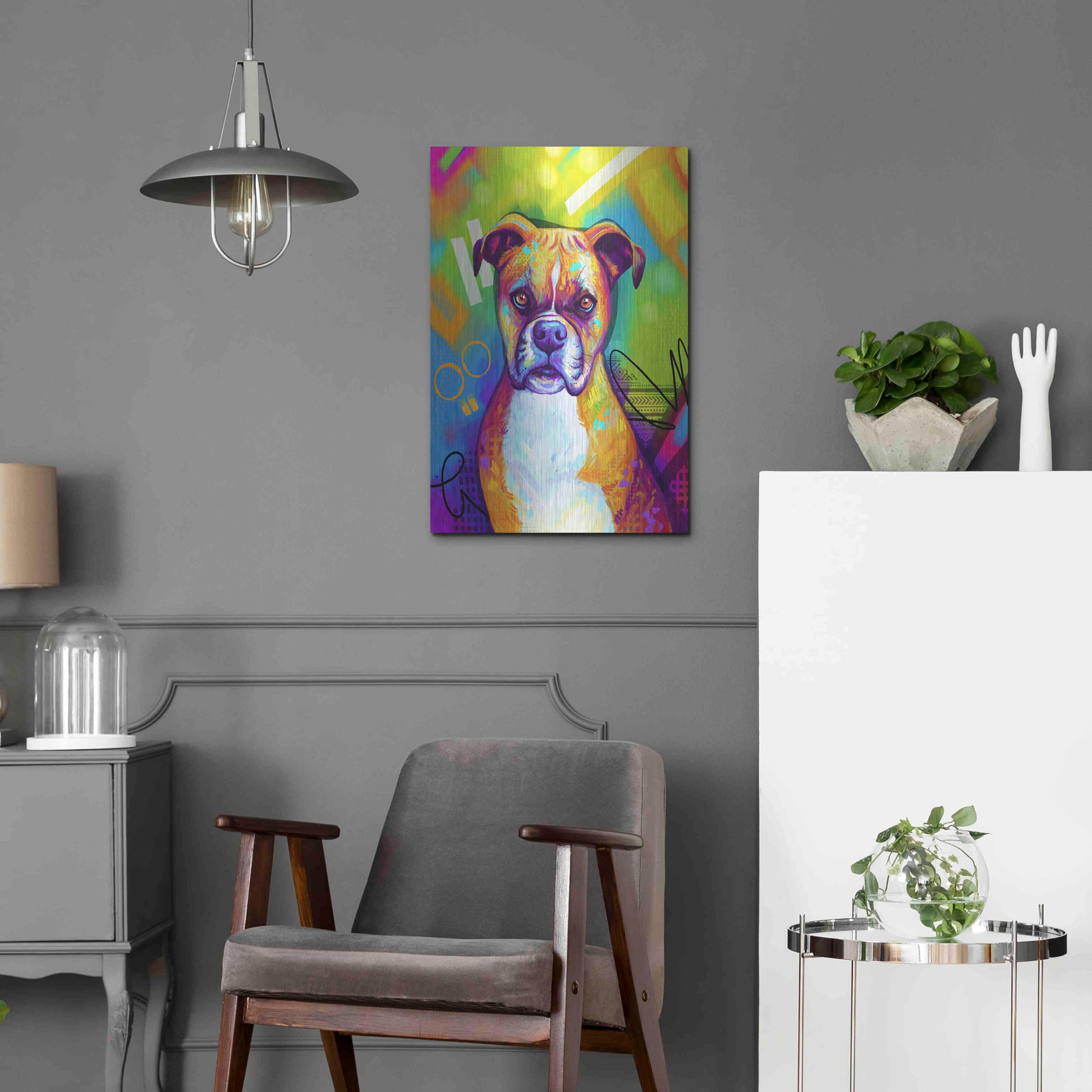 Luxe Metal Art 'Pop Art Boxer' by Furbaby Affiliates, Metal Wall Art,16x24