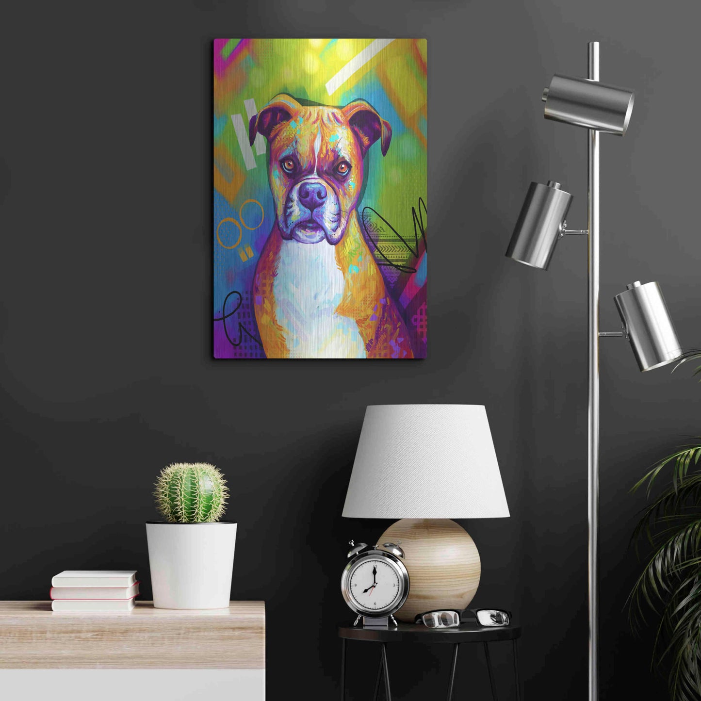 Luxe Metal Art 'Pop Art Boxer' by Furbaby Affiliates, Metal Wall Art,16x24