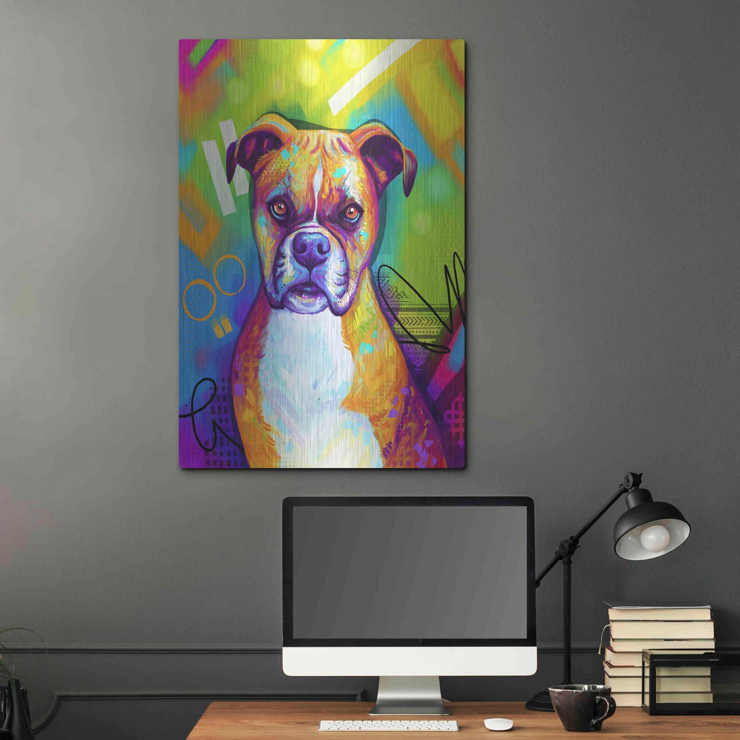 Luxe Metal Art 'Pop Art Boxer' by Furbaby Affiliates, Metal Wall Art,24x36