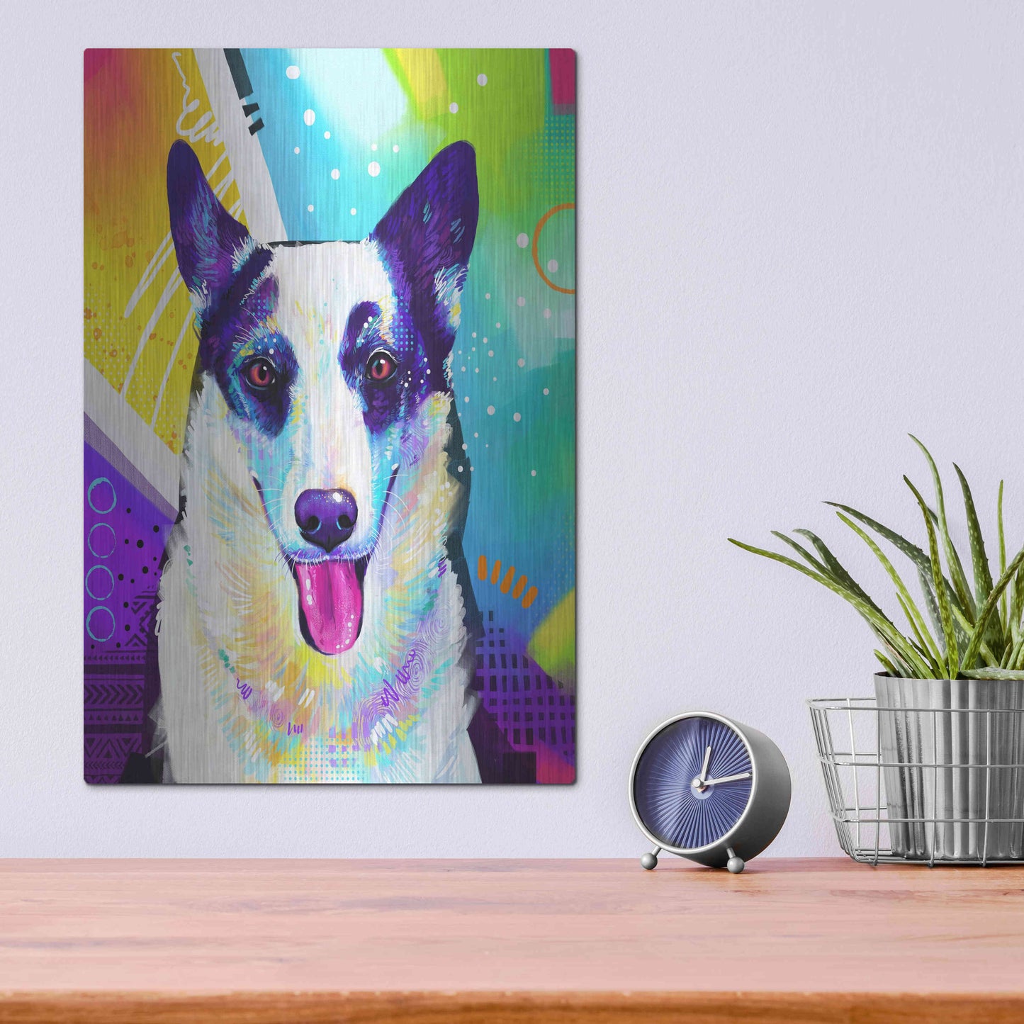 Luxe Metal Art 'Pop Art Border Collie' by Furbaby Affiliates, Metal Wall Art,12x16