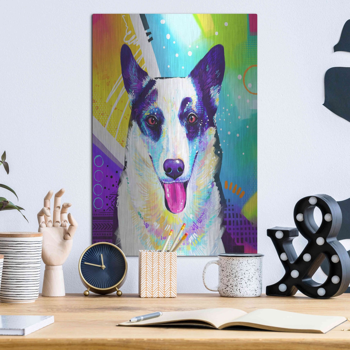 Luxe Metal Art 'Pop Art Border Collie' by Furbaby Affiliates, Metal Wall Art,12x16