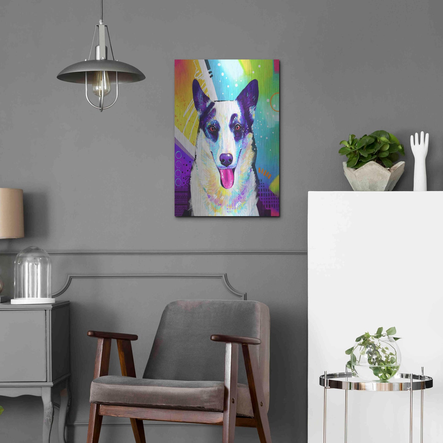 Luxe Metal Art 'Pop Art Border Collie' by Furbaby Affiliates, Metal Wall Art,16x24