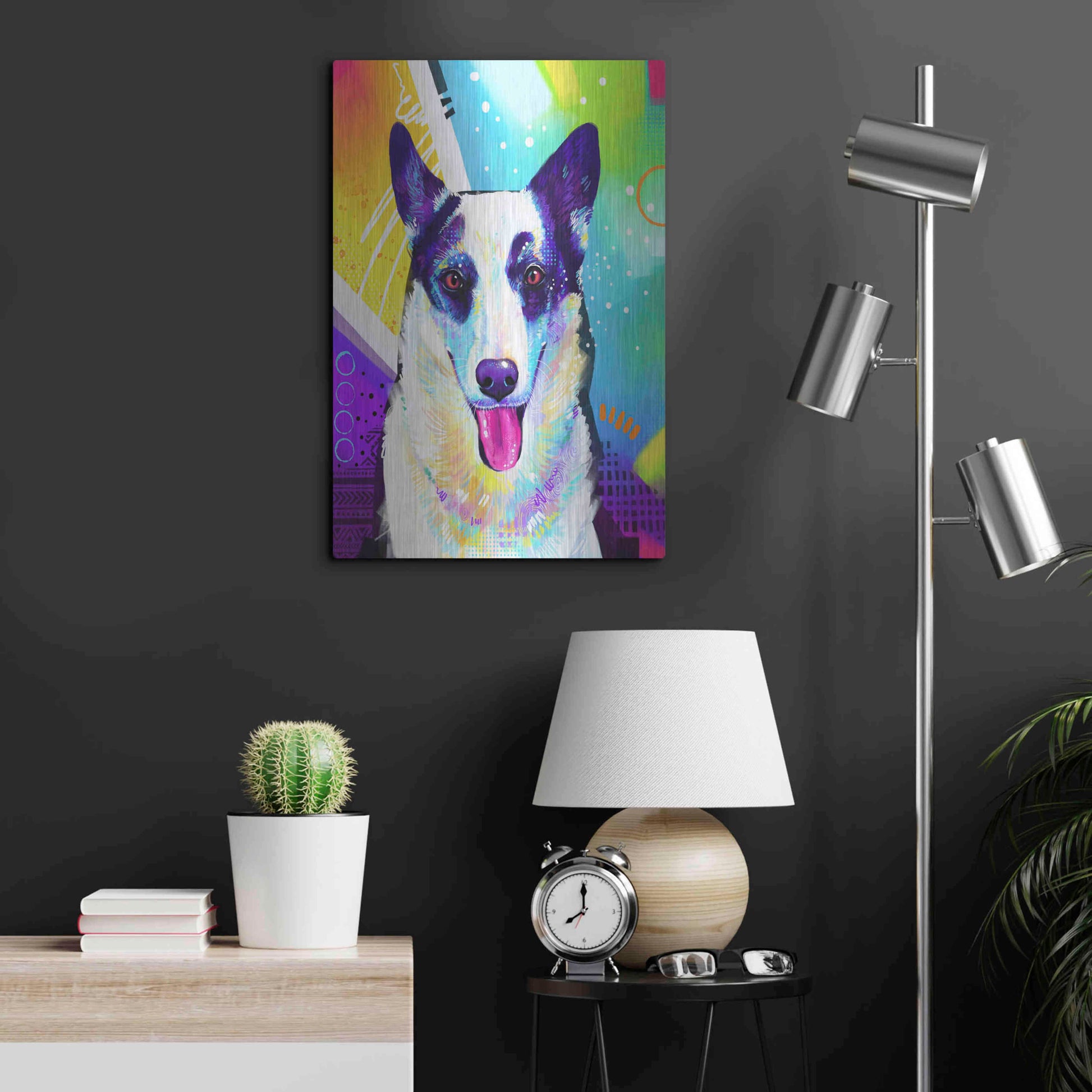 Luxe Metal Art 'Pop Art Border Collie' by Furbaby Affiliates, Metal Wall Art,16x24