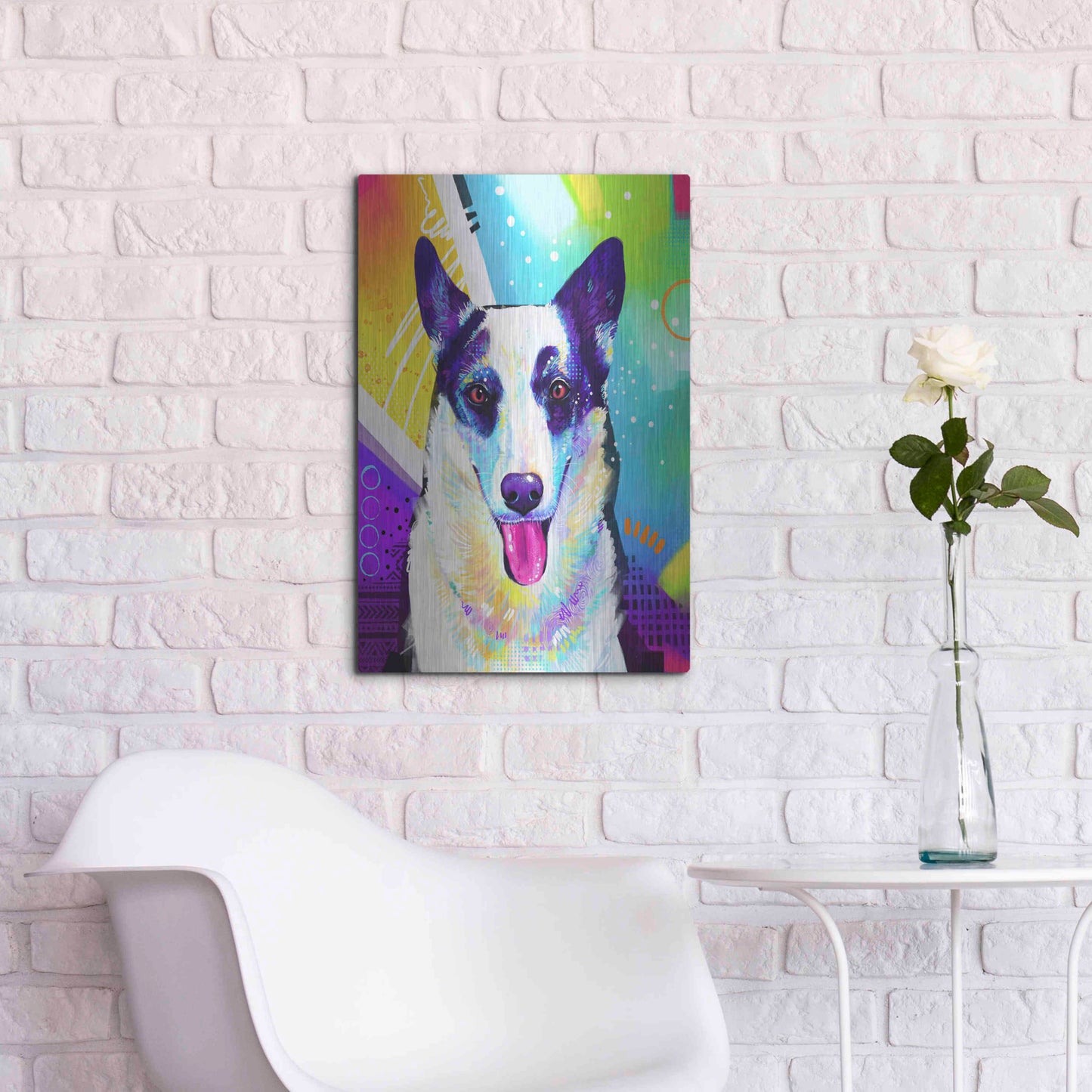 Luxe Metal Art 'Pop Art Border Collie' by Furbaby Affiliates, Metal Wall Art,16x24