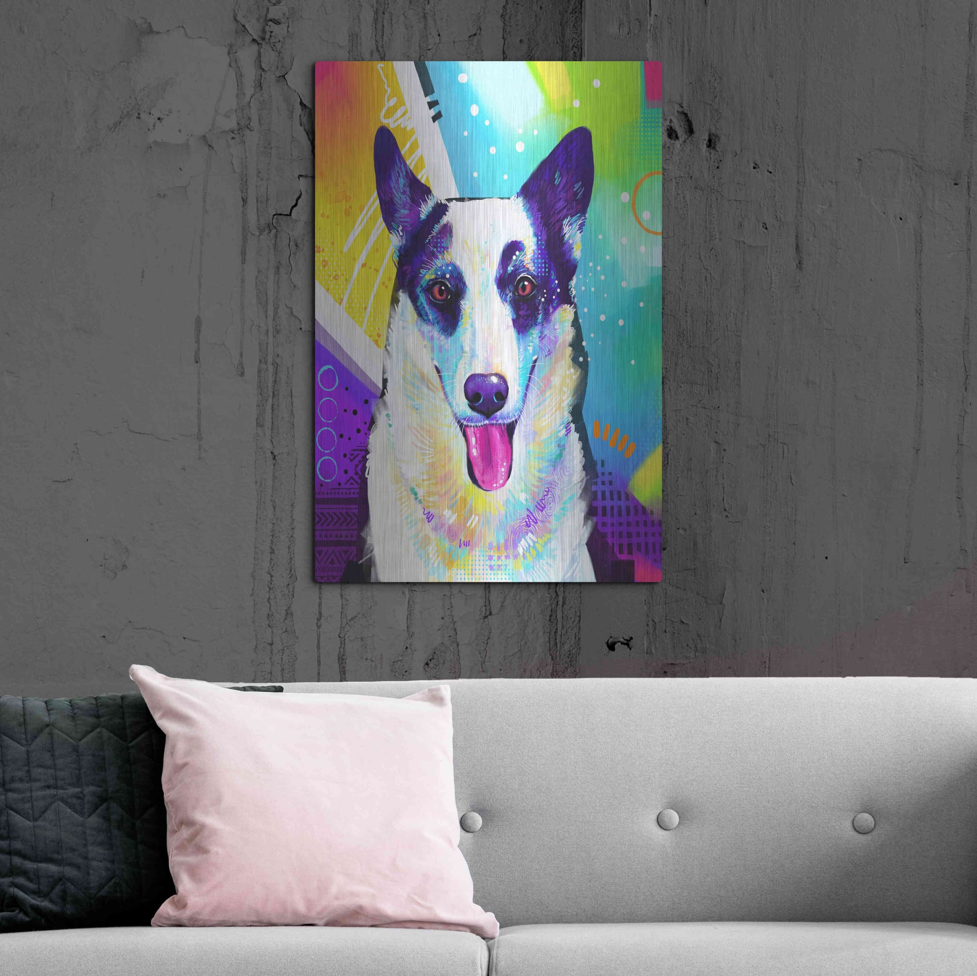 Luxe Metal Art 'Pop Art Border Collie' by Furbaby Affiliates, Metal Wall Art,24x36