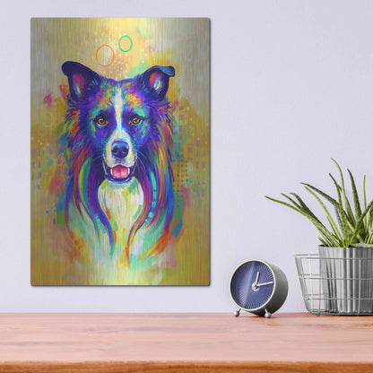 Luxe Metal Art 'Pop Art Border Collie 2' by Furbaby Affiliates, Metal Wall Art,12x16