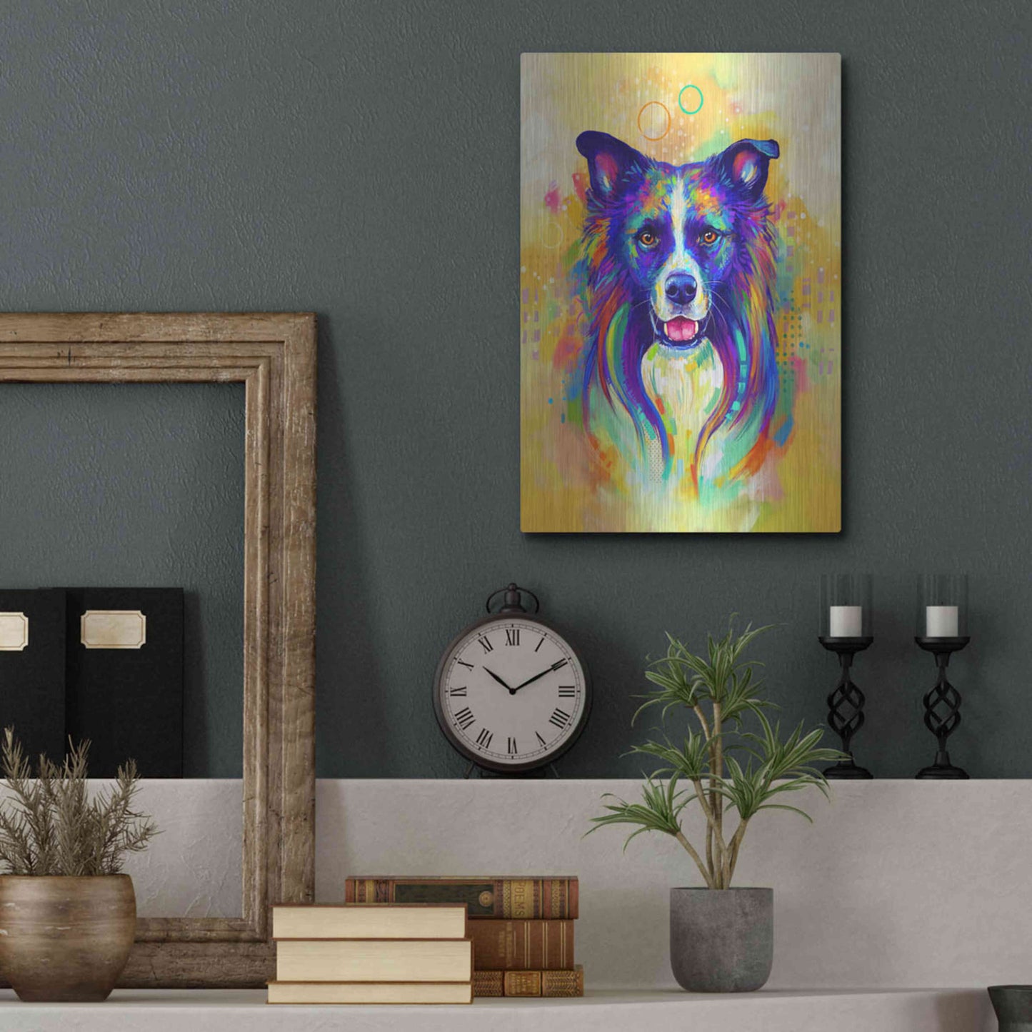 Luxe Metal Art 'Pop Art Border Collie 2' by Furbaby Affiliates, Metal Wall Art,12x16