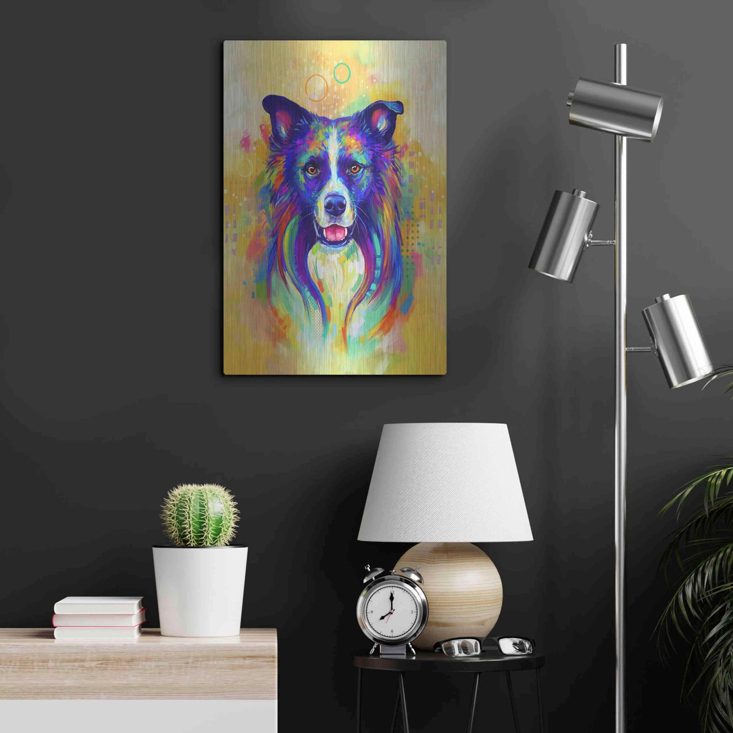 Luxe Metal Art 'Pop Art Border Collie 2' by Furbaby Affiliates, Metal Wall Art,16x24