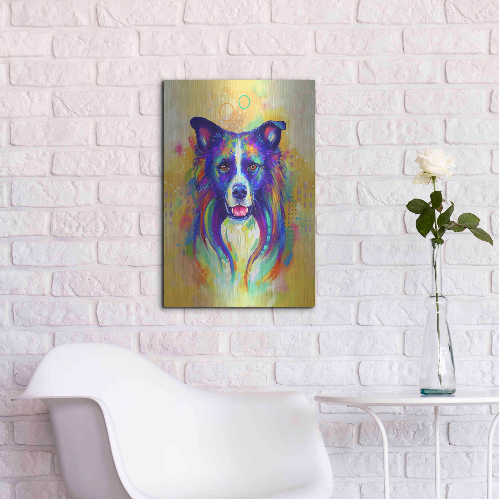 Luxe Metal Art 'Pop Art Border Collie 2' by Furbaby Affiliates, Metal Wall Art,16x24