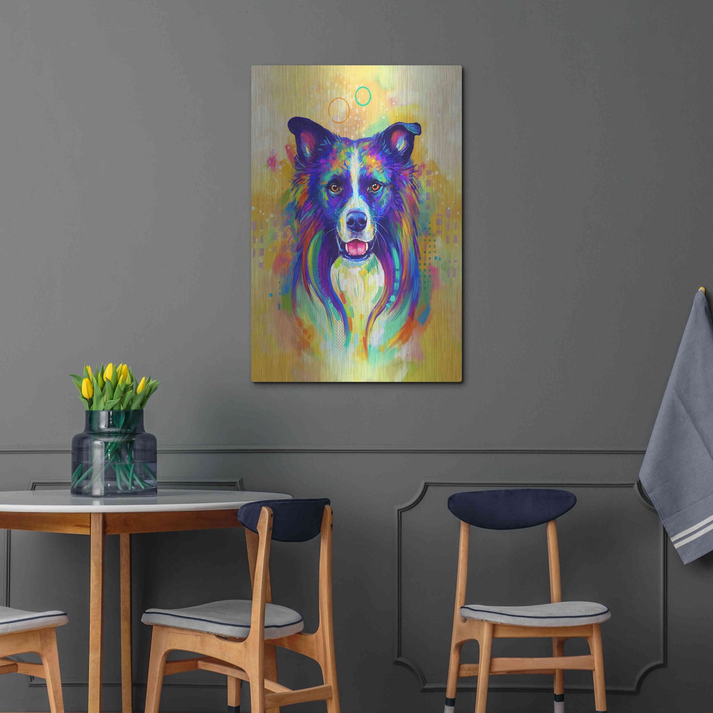 Luxe Metal Art 'Pop Art Border Collie 2' by Furbaby Affiliates, Metal Wall Art,24x36