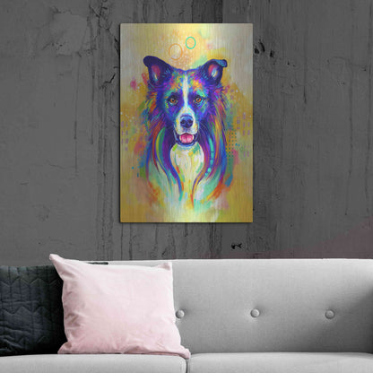 Luxe Metal Art 'Pop Art Border Collie 2' by Furbaby Affiliates, Metal Wall Art,24x36