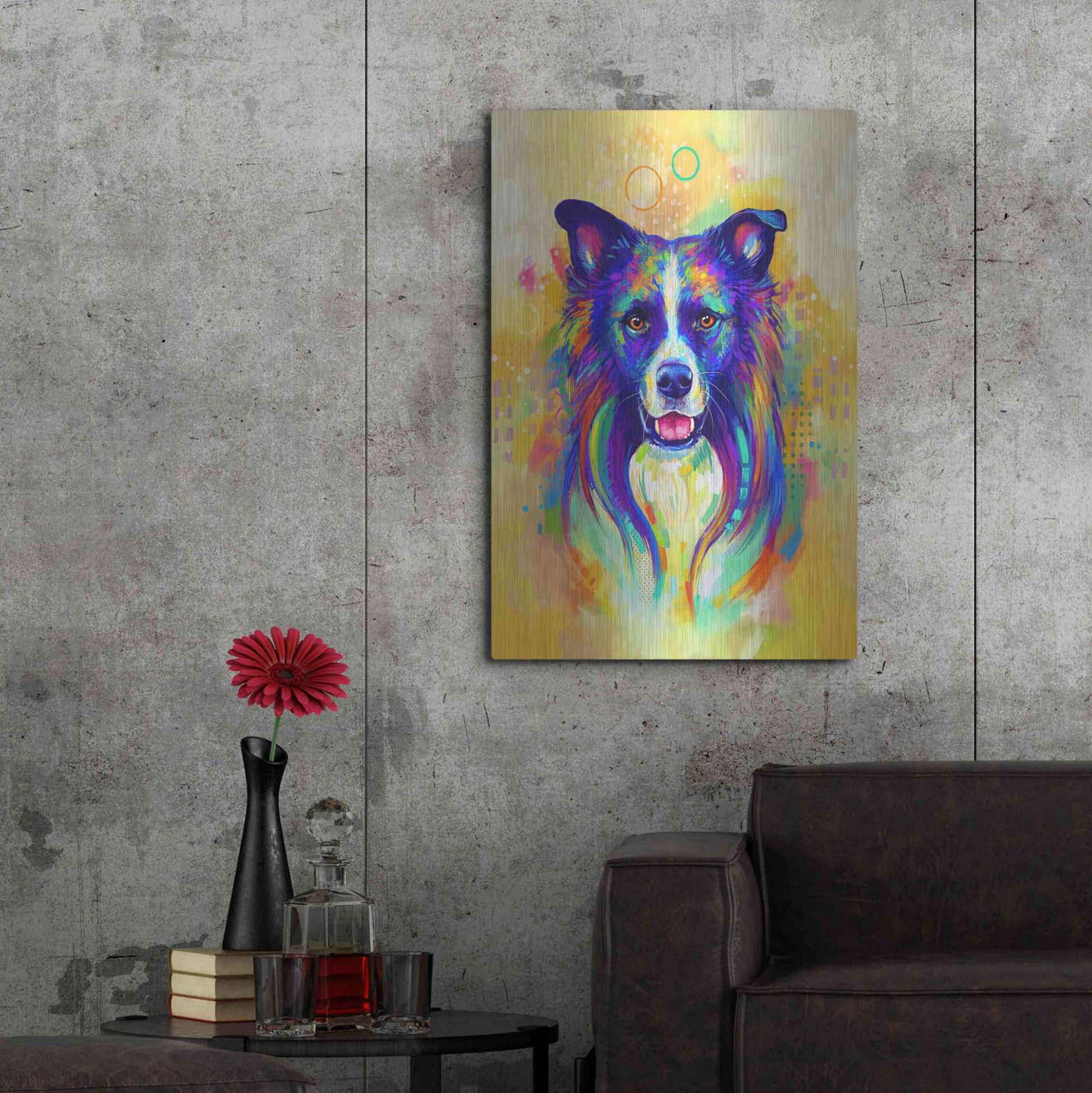 Luxe Metal Art 'Pop Art Border Collie 2' by Furbaby Affiliates, Metal Wall Art,24x36