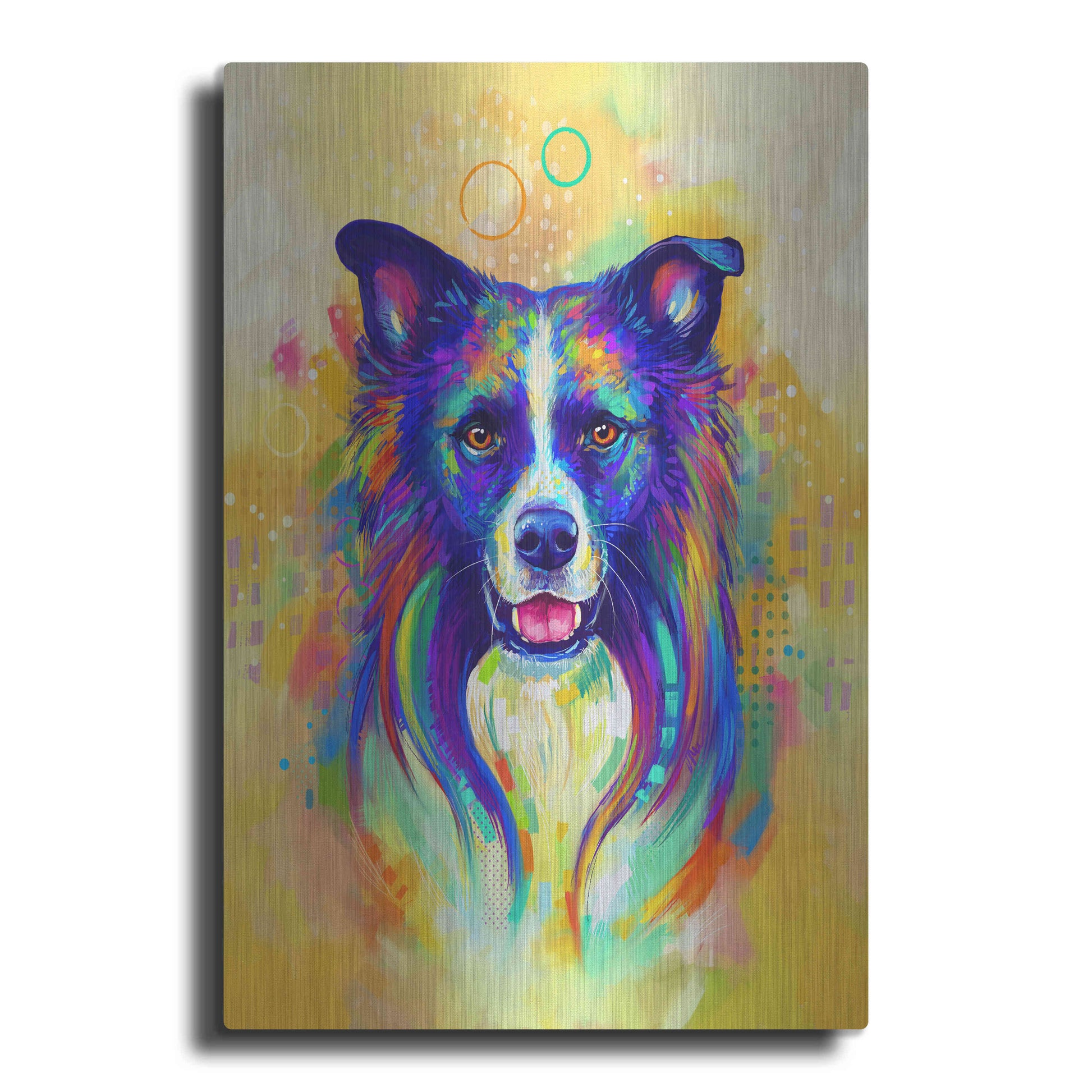 Luxe Metal Art 'Pop Art Border Collie 2' by Furbaby Affiliates, Metal Wall Art