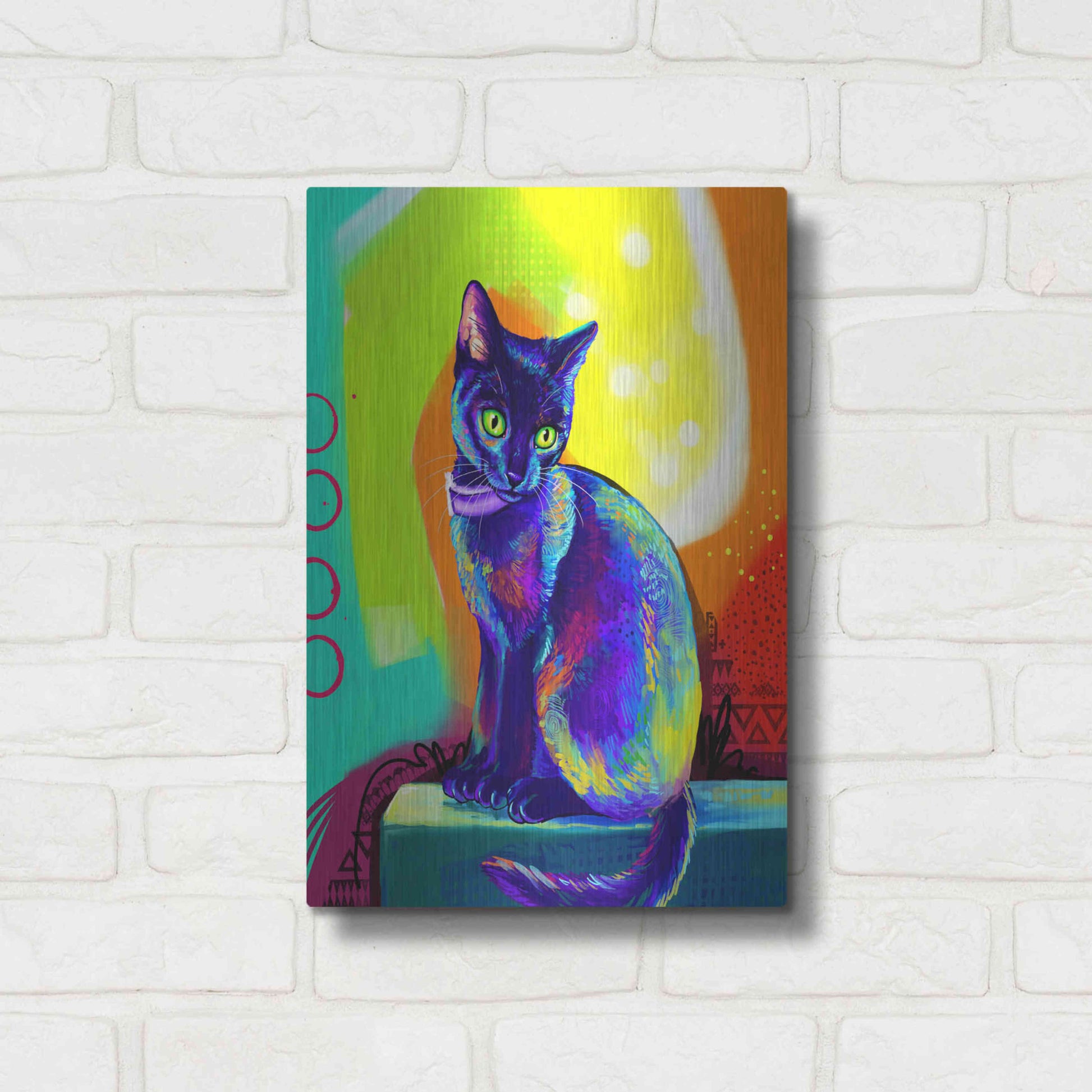 Luxe Metal Art 'Pop Art Black Cat' by Furbaby Affiliates, Metal Wall Art,12x16