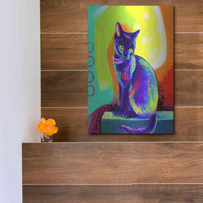 Luxe Metal Art 'Pop Art Black Cat' by Furbaby Affiliates, Metal Wall Art,12x16