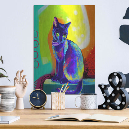 Luxe Metal Art 'Pop Art Black Cat' by Furbaby Affiliates, Metal Wall Art,12x16