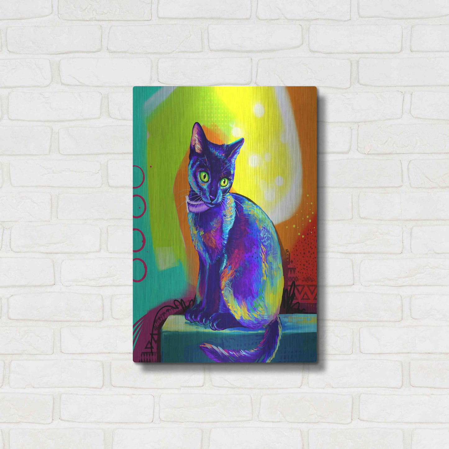 Luxe Metal Art 'Pop Art Black Cat' by Furbaby Affiliates, Metal Wall Art,16x24